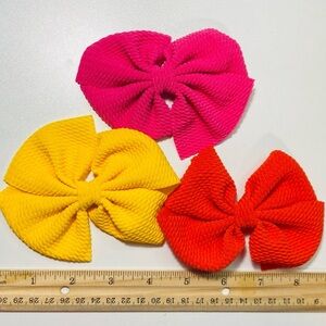 5 for $10: 3 Handmade Simple Colorful Kids Hair Bow Set Pink Orange Yellow